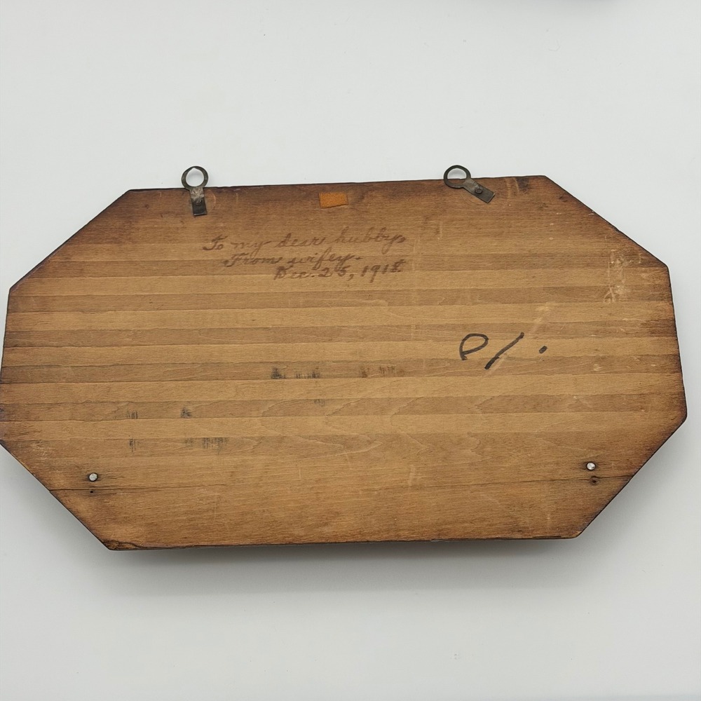 Antique WWI Pyrography Wood Soldier Nurse Sailor Tie Rack Christmas Inscription - Picture 5 of 9